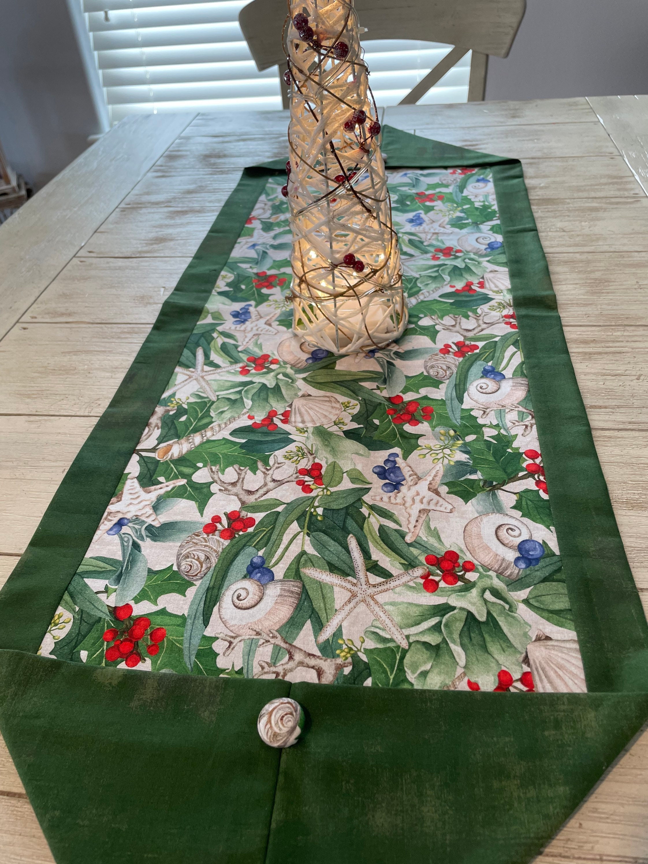 Christmas Table Runner Green Mats Cotton Linen Jacquard Decoration For