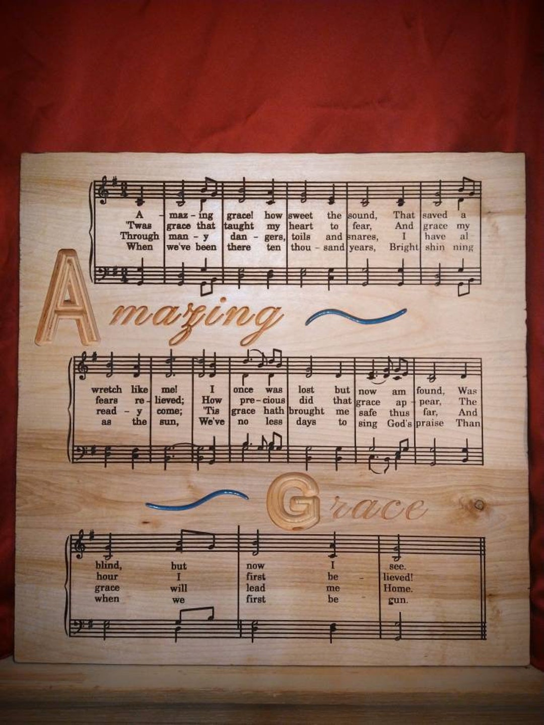 Large Amazing Grace Sheet Music Carved Sign Etsy