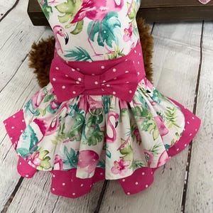 Pink Flamingo and Polka Dot Dog Dress