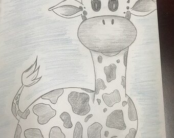 Girafe Coaster Sketch personnalisé en bois idéal cadeau souvenir Tout Nom Imprimé