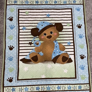 Bear Printed Blanket For Baby In Yellow Colour 40x37 Inches