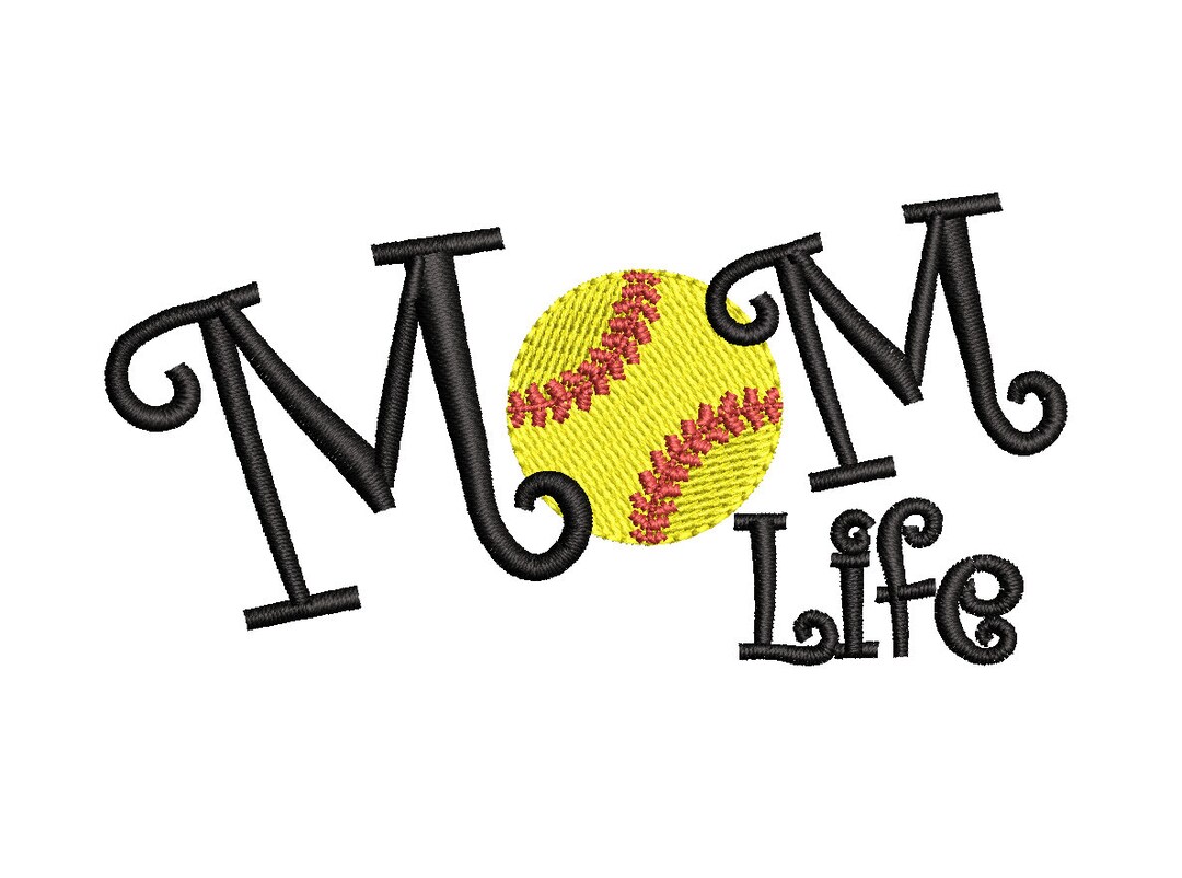 Mom Life Softball Embroidery Design Etsy