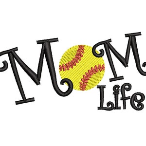 Mom Life Softball Embroidery Design