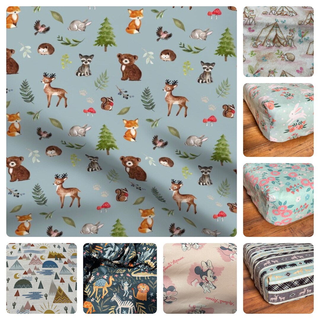 Crib Sheets Baby Girl Baby Boy Rainbow Woodland Minnie Etsy