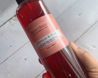 Hibiscus Tea Hair Rinse, Rose Water Moisture Strengthening Hair Spray