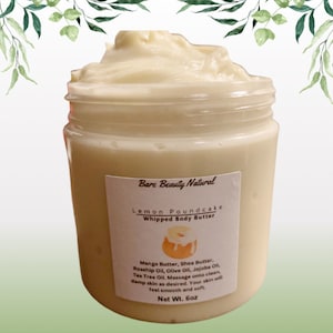 Body Butter, Lemon Poundcake Whipped Body Butter, 6oz Jar.