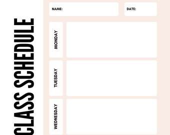 Weekly Class Schedule - Pink
