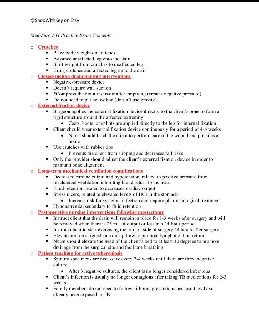 Med Surg ATI exam Study Guide