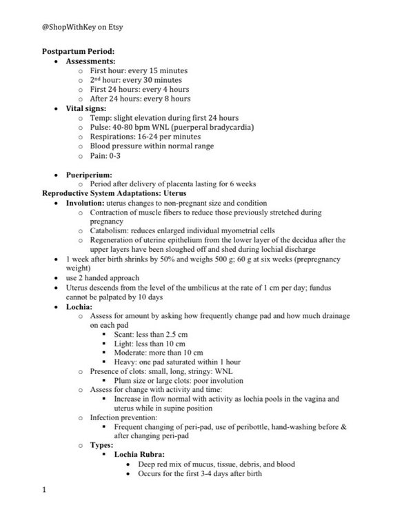 OB Maternal Newborn Nursing Study Guide