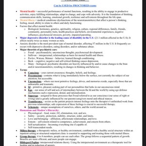 Nursing Mental Health Study Guide