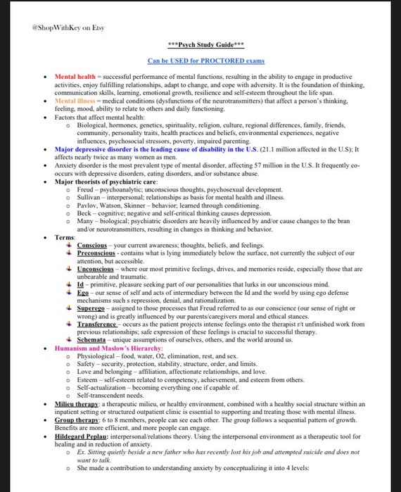 Nursing Mental Health Study Guide