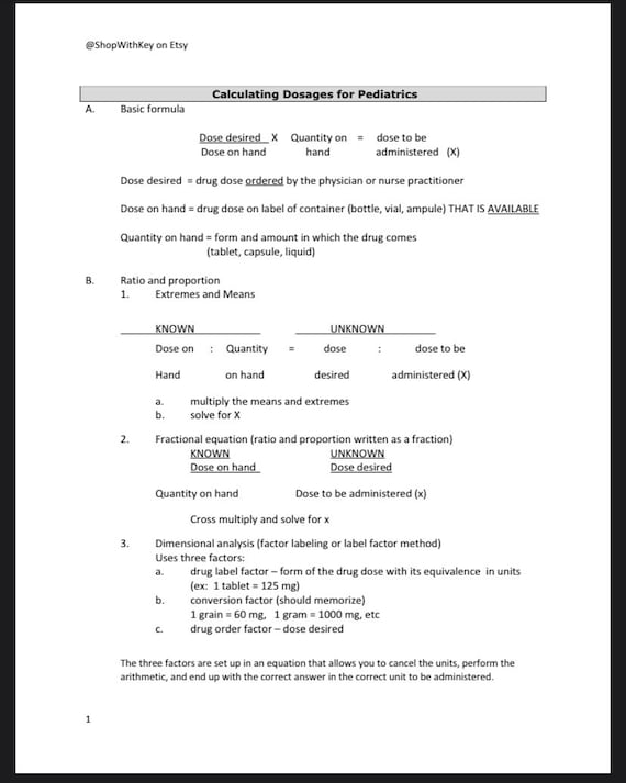 Peds Dosage and Calculations Guide