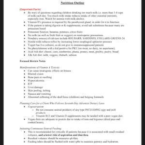 Nursing Nutrition Study guide