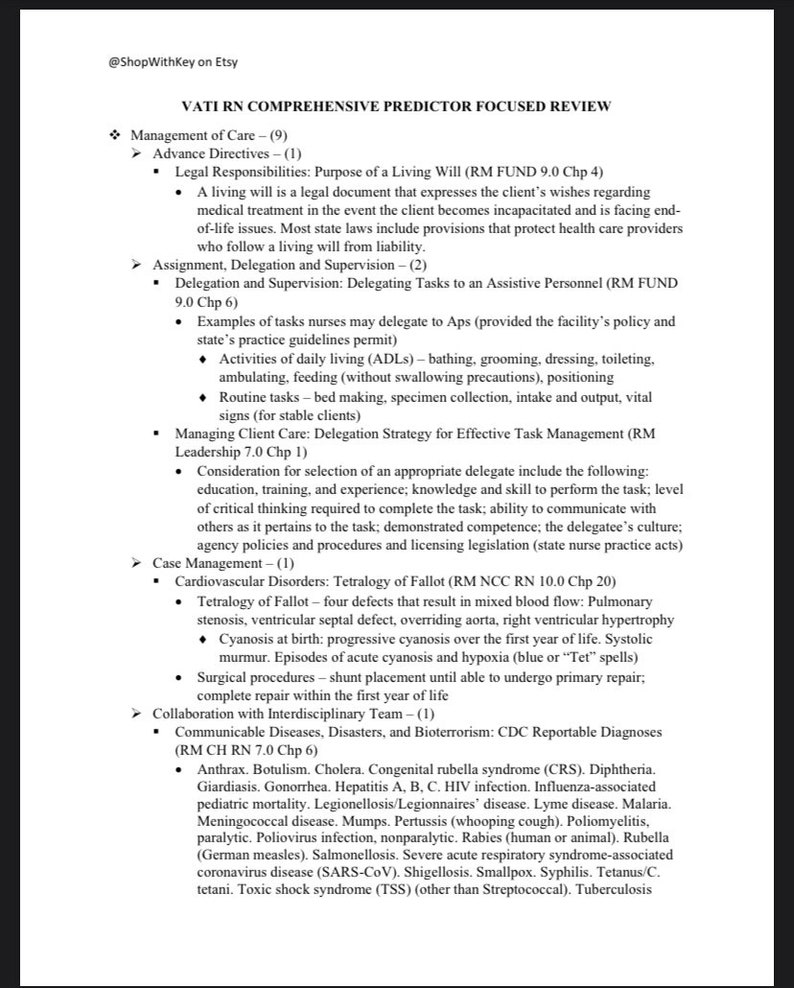 RN Comp-predictor Study Guide - Etsy