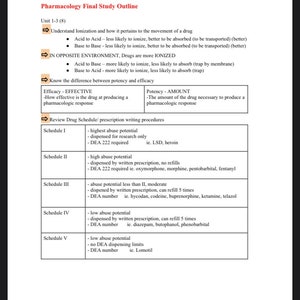 Pharmacology exam Study Guide