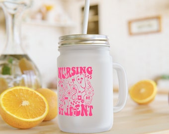 Pink Nursing Student Mason Jar