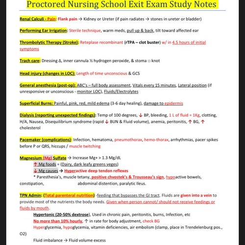 Proctored Nursing School Exit Exam Study Guide - Etsy
