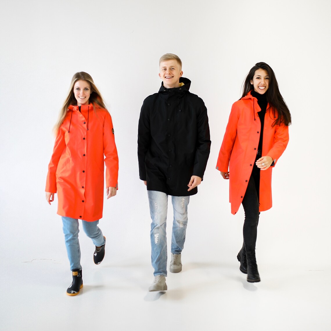 Orange raincoat Bright rain jacket Colourful coat for women Etsy