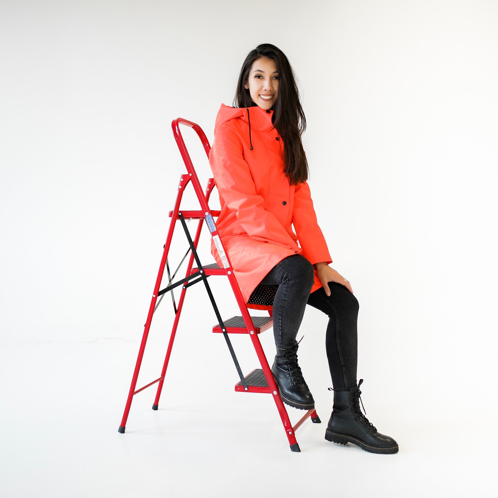 Orange raincoat Bright rain jacket Colourful coat for women Etsy