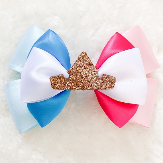 toddler hair bow Princess hair bow blue princess bow party hair bow, hair bow girls hair bow