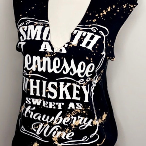 Smooth As Tennessee Whiskey Bleached & Cut T-Shirt | Chris Stapleton Tour | Country Music Festival | Stapleton Concert
