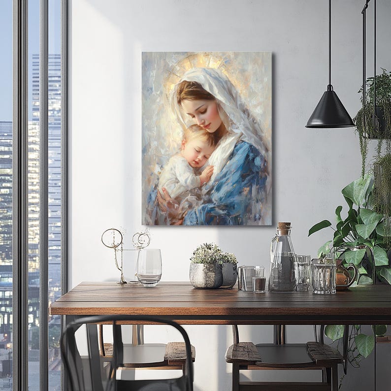 Virgin Mary and Baby Jesus Canvas Art: Christian Home Decor - Etsy