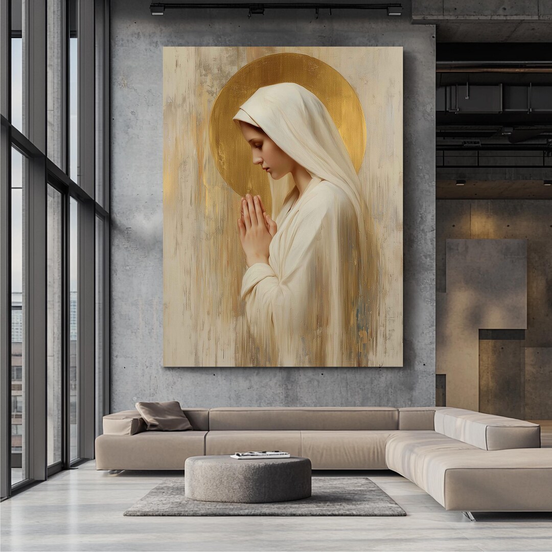 Virgin Mary Prayer Canvas Wall Art, Madonna Catholic Religious Painting ...