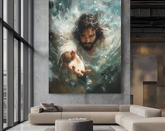 Jesus Reaching Canvas Art: Christian Home Decor