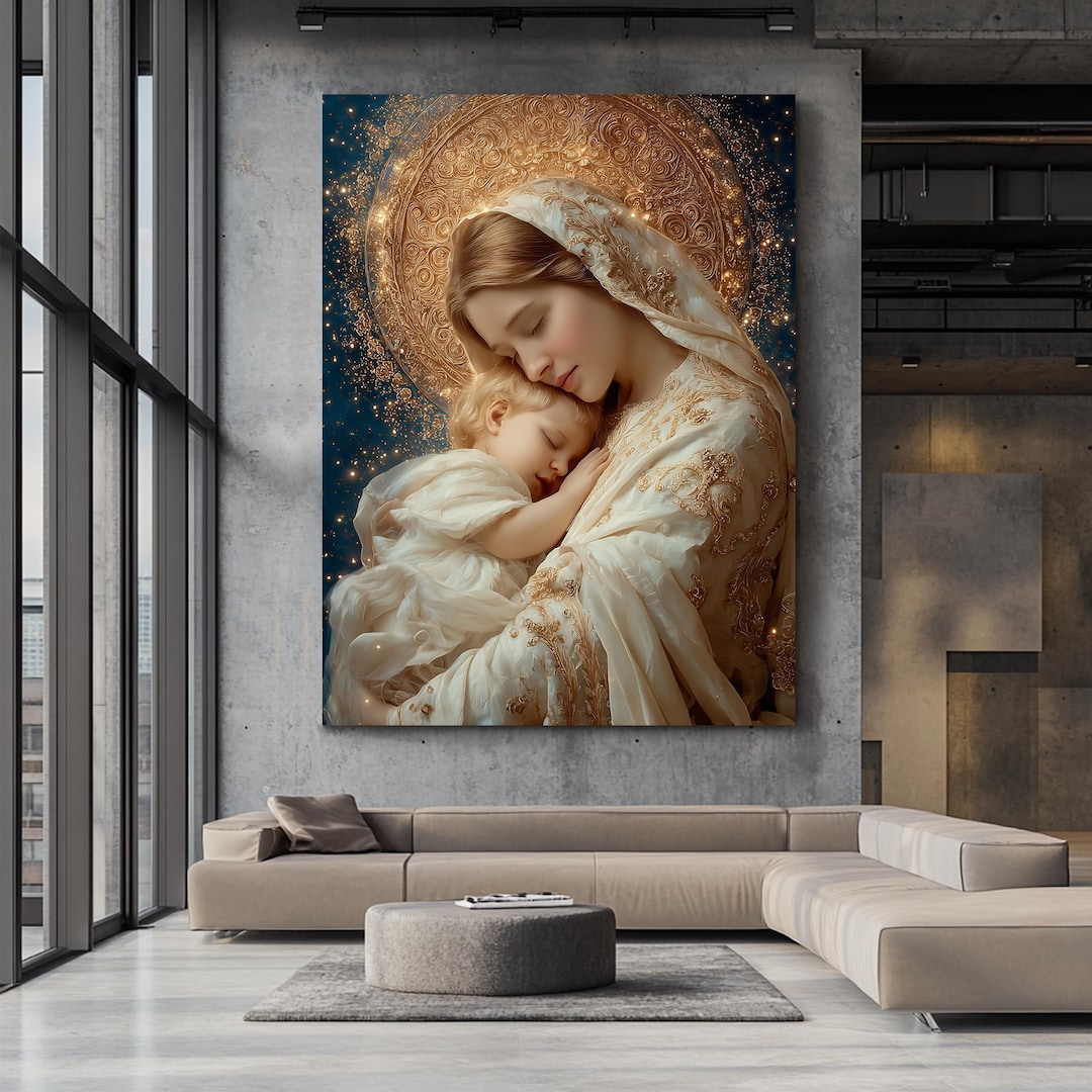 Virgin Mary and Baby Jesus Canvas Art: Catholic Home Decor - Etsy