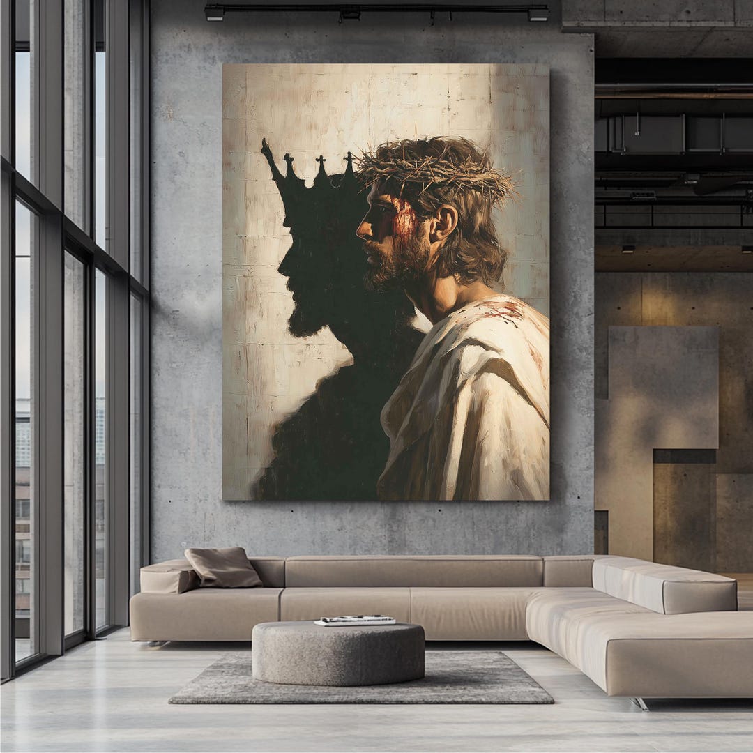 Christ the King Crown of Thorns Canvas Wall Art, Powerful Christian ...