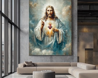 Sacred Heart of Jesus Canvas Print: Christian Home Decor, Catholic Gift