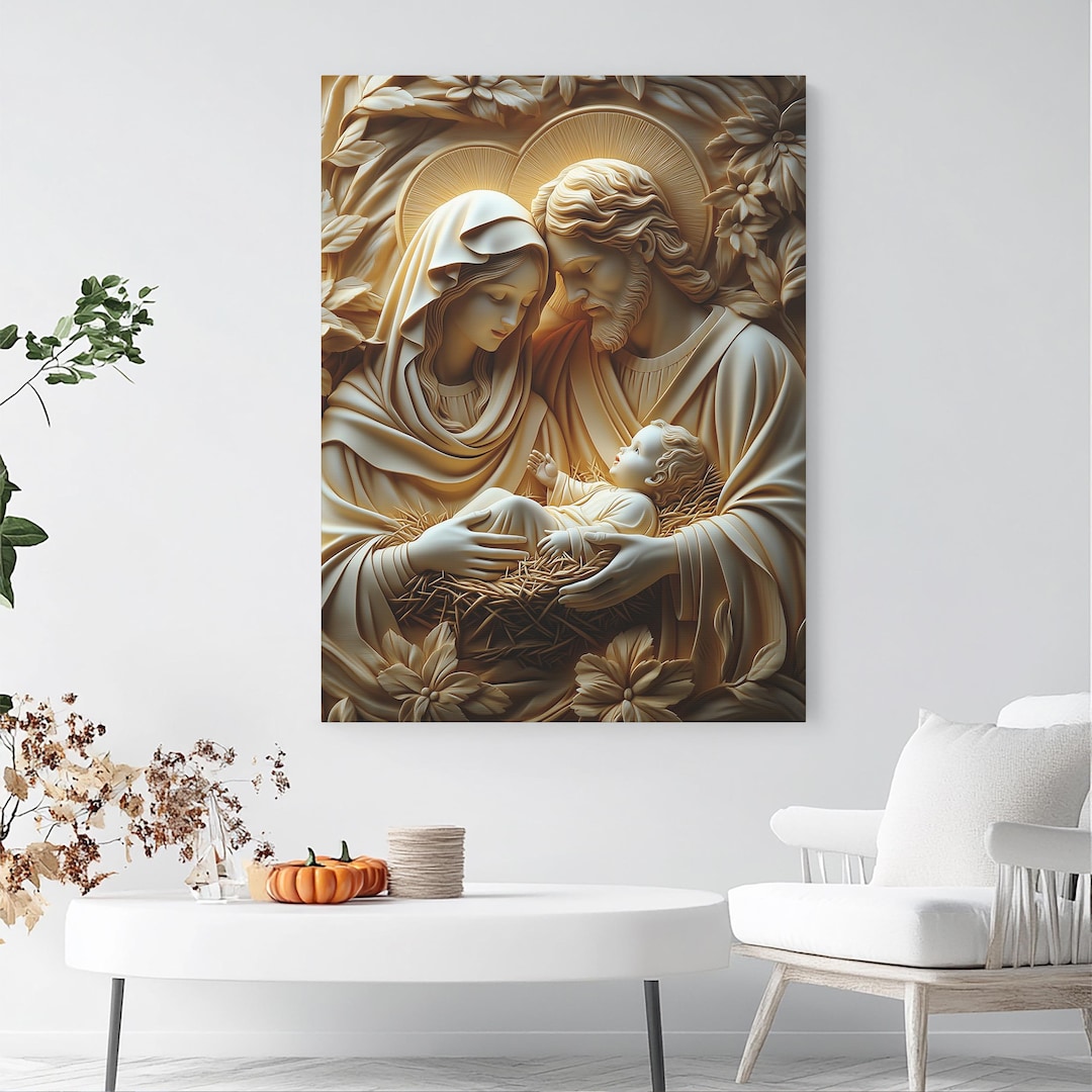 Holy Family Nativity Scene Canvas Wall Art: Christian Home Decor - Etsy