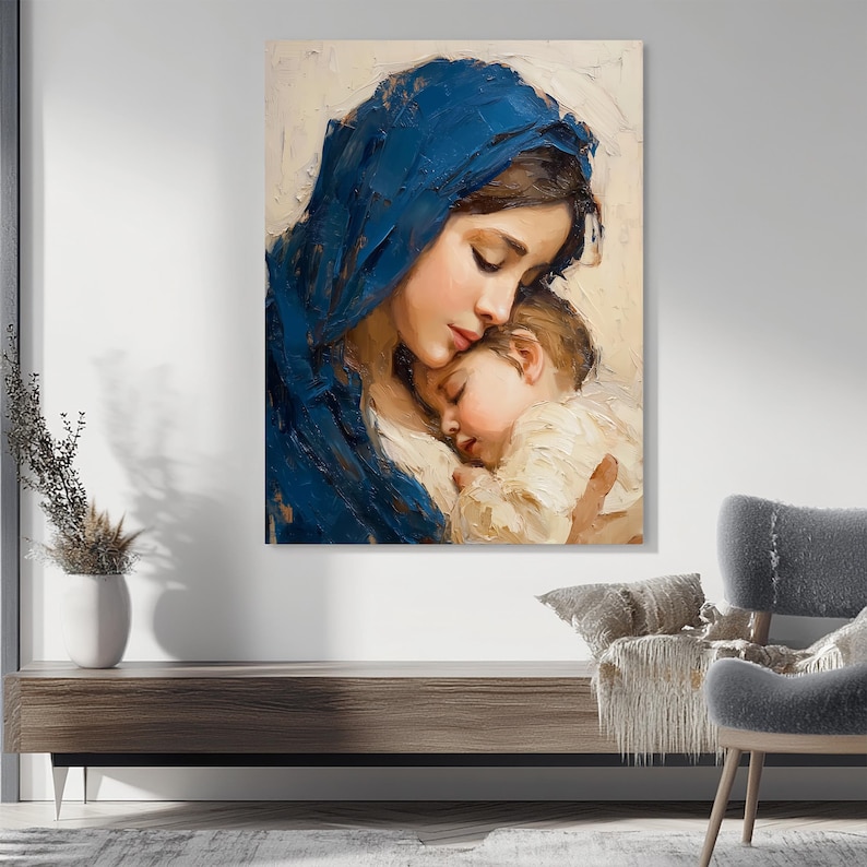 Virgin Mary and Baby Jesus Canvas: Religious Christian Wall Art - Etsy