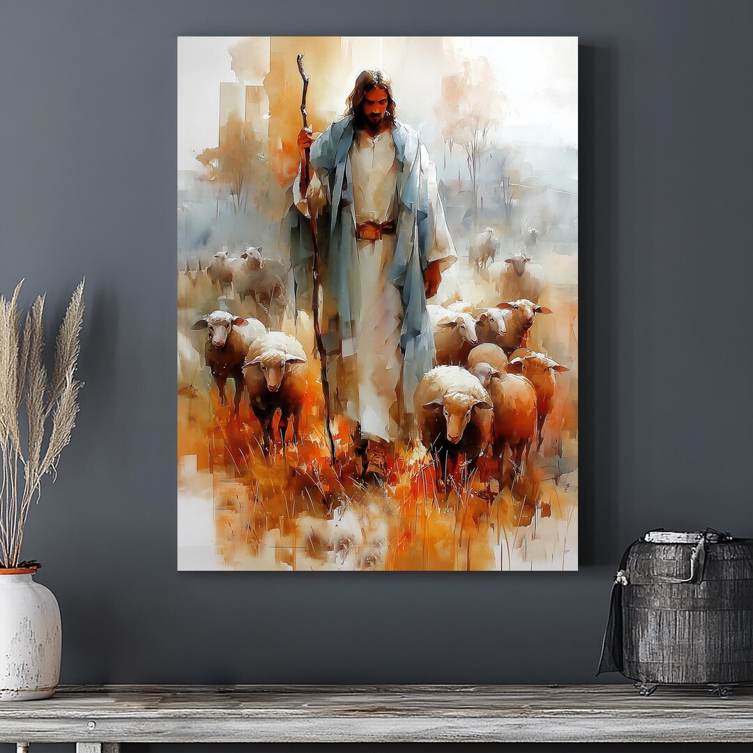 Jesus the Good Shepherd Canvas Print: Christian Wall Art - Etsy