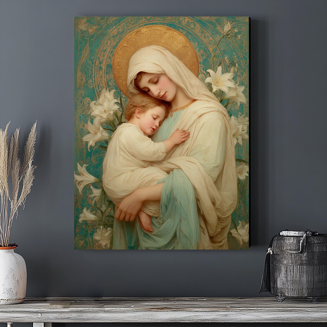 Virgin Mary and Baby Jesus Canvas Art: Madonna and Child Religious ...