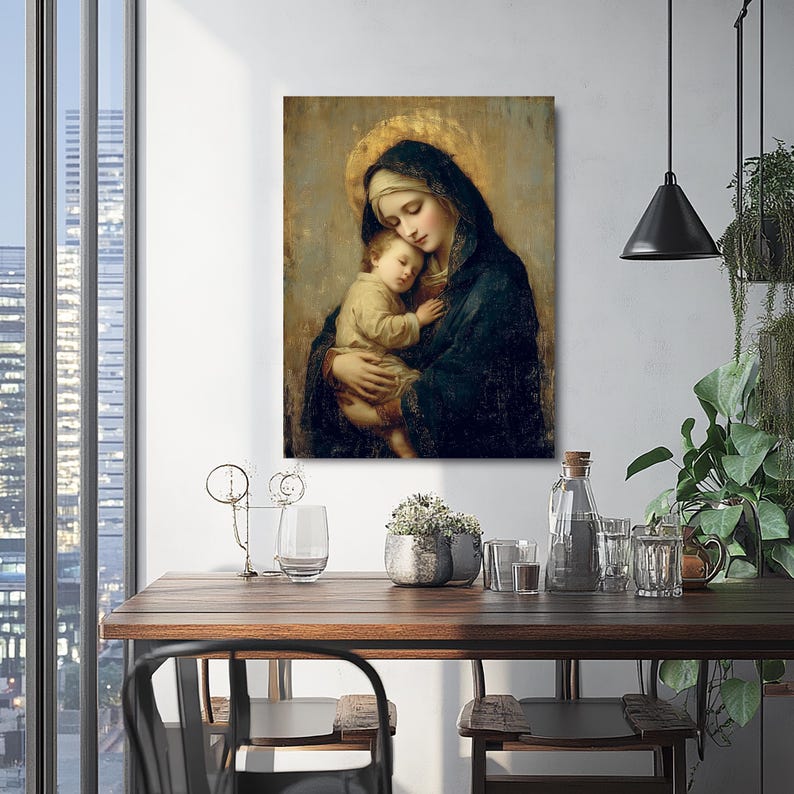 Virgin Mary and Baby Jesus Canvas Art | Madonna and Child Religious ...