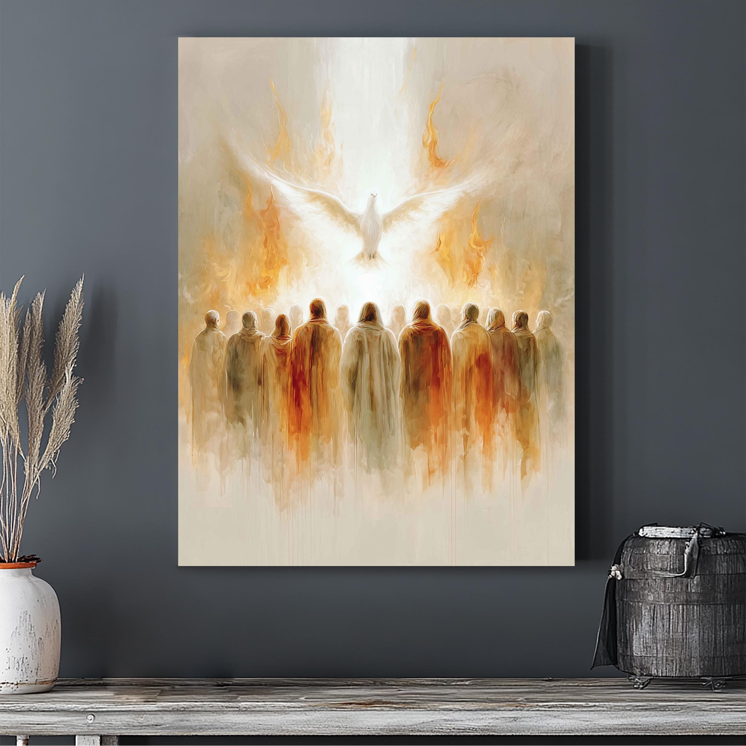Pentecost Holy Spirit Canvas Art, Dove Descending With Apostles
