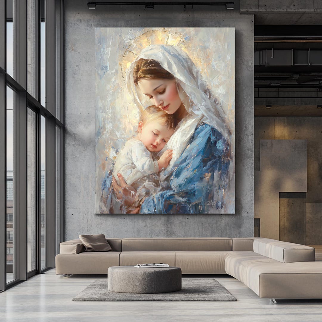 Virgin Mary and Baby Jesus Canvas Art: Christian Home Decor - Etsy