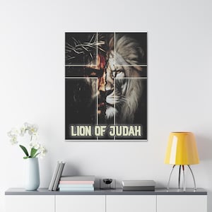Christian Lion of Judah Canvas Wall Art - Jesus and Lion Print for Home Decor - Inspiring Religious Art for Living Room or Office