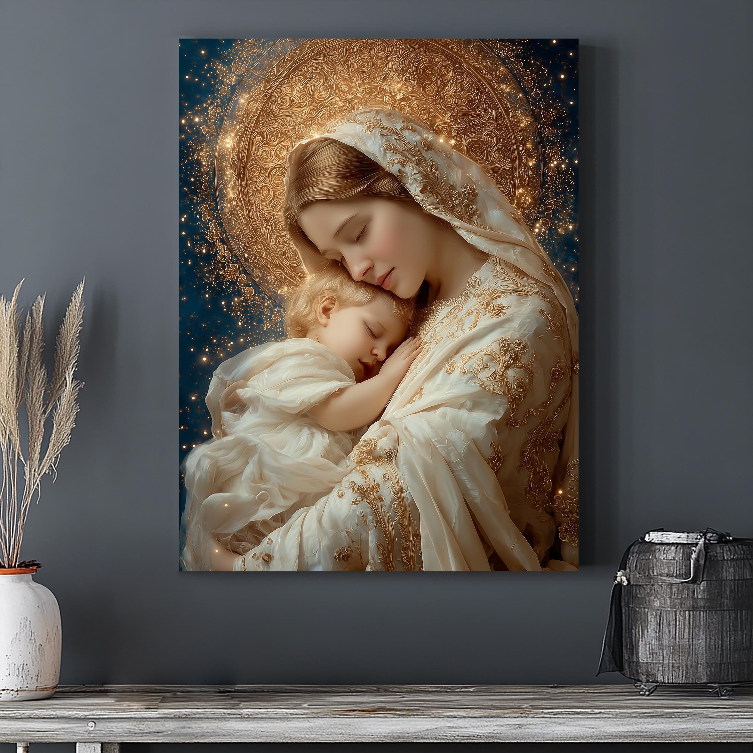 Virgin Mary and Baby Jesus Canvas Art: Catholic Home Decor - Etsy