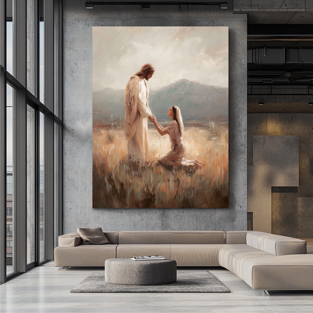 Jesus and Mary Magdalene Canvas Wall Art, Christian Redemption Painting ...
