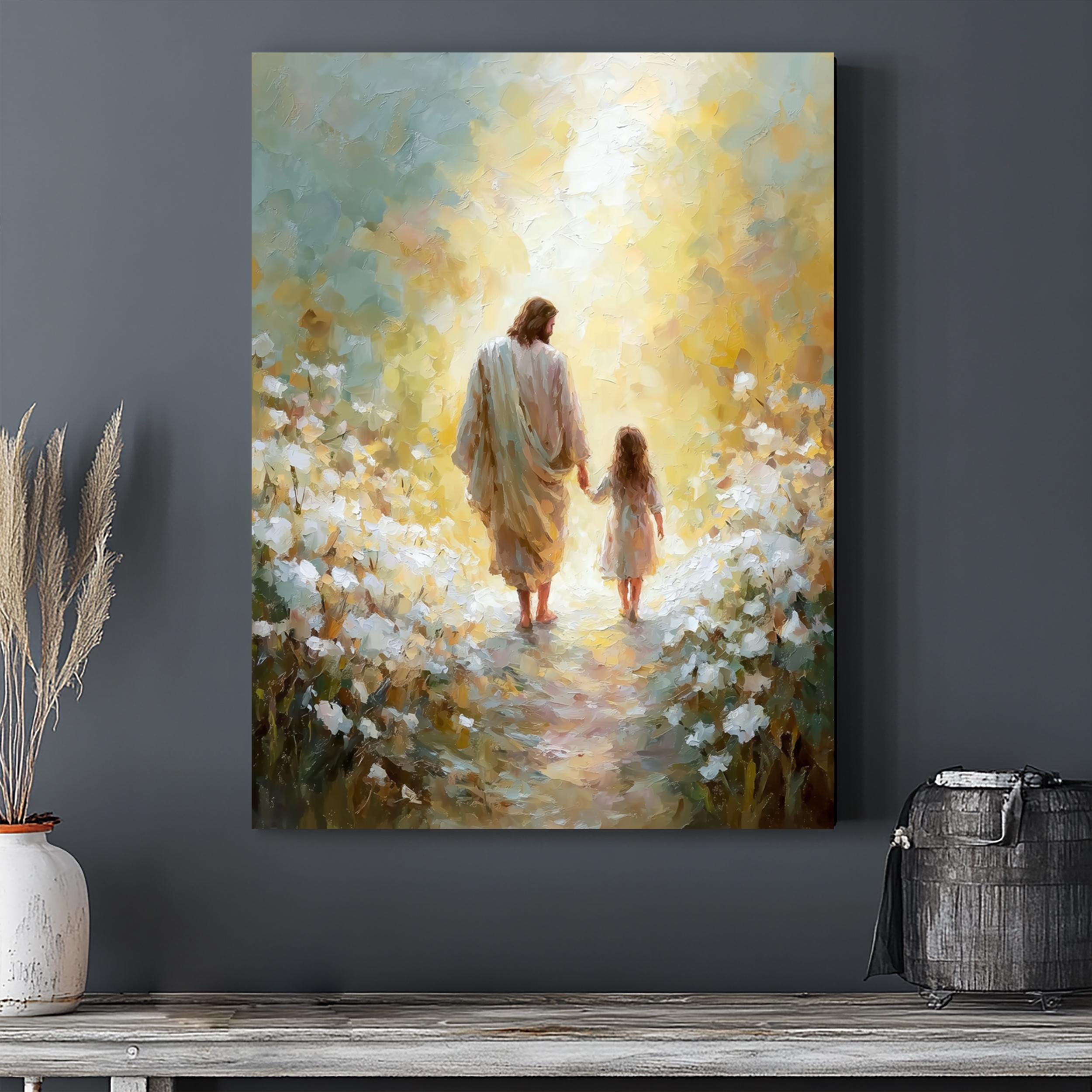 Jesus Walking With Child Canvas – Christian Wall Art | Religious ...