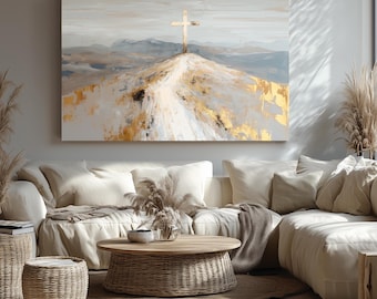 Christian Cross Canvas Art – Minimalist Faith Artwork