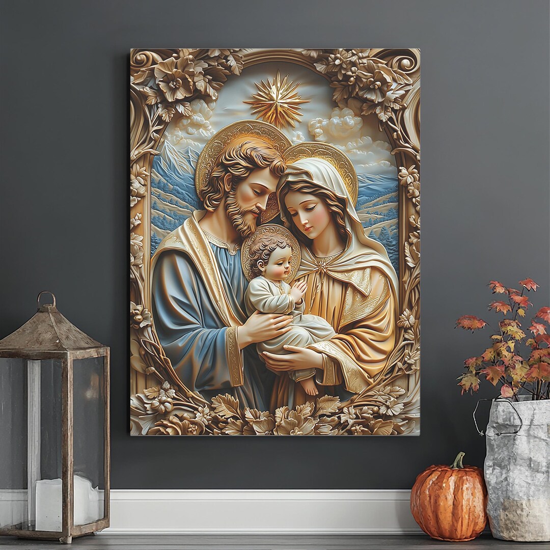 Holy Family Canvas Print: Faux Wood Christian Home Decor - Etsy