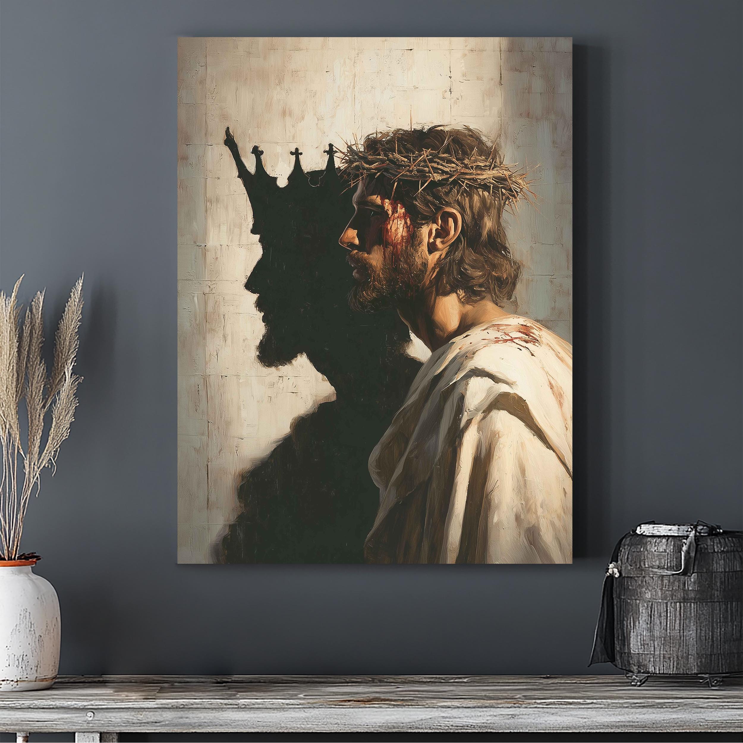 Christ the King Crown of Thorns Canvas Wall Art, Powerful Christian ...