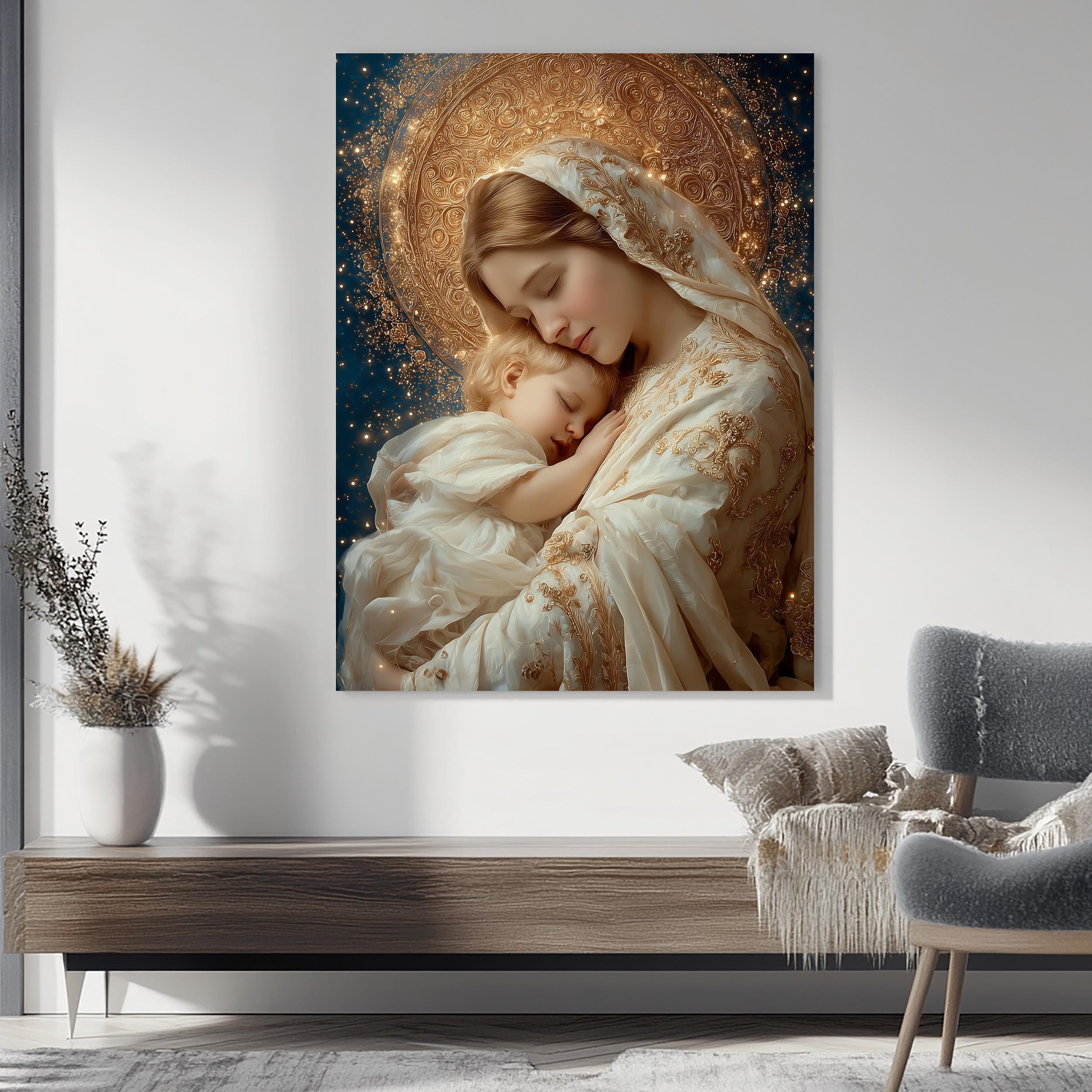 Virgin Mary and Baby Jesus Canvas Art: Catholic Home Decor - Etsy