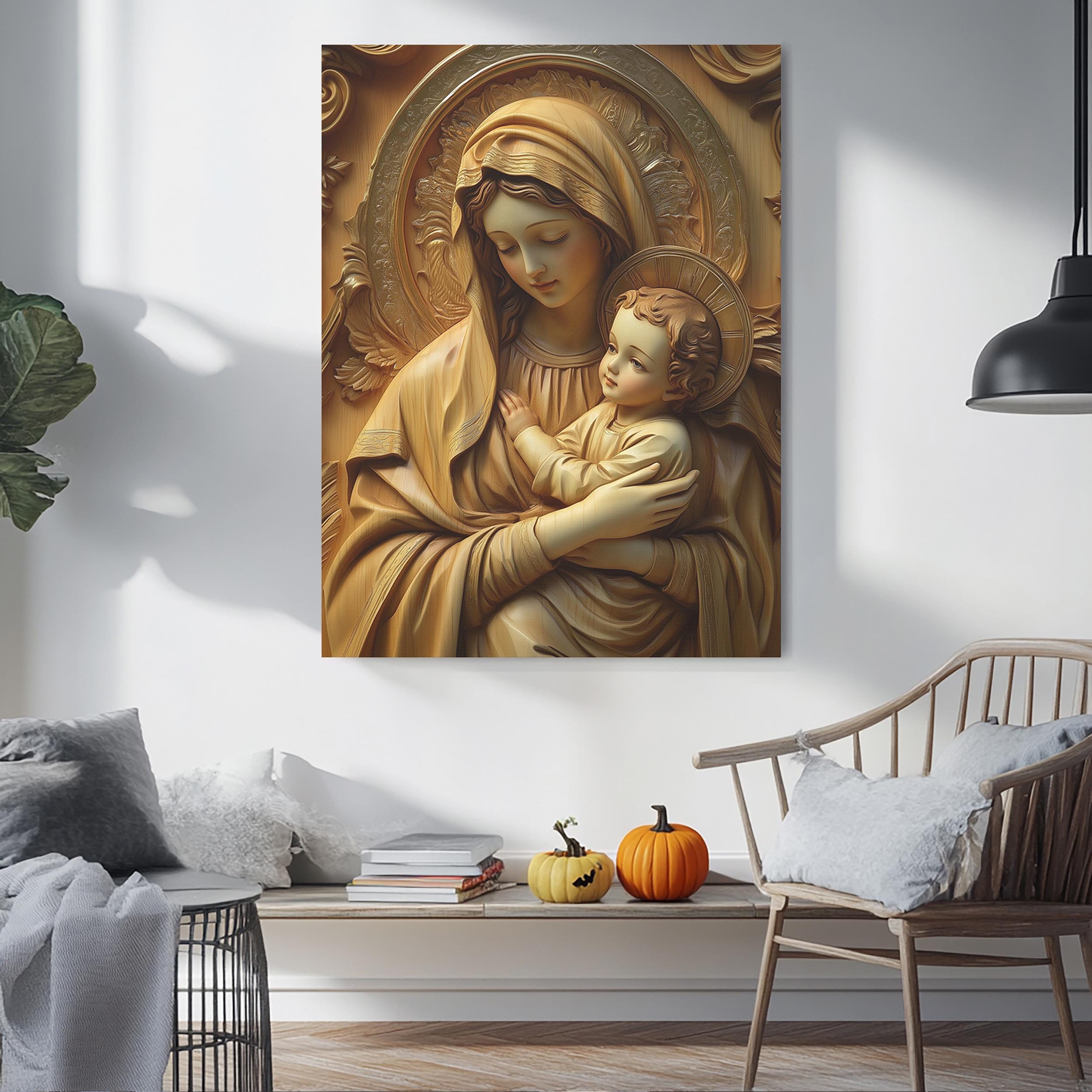 Virgin Mary and Baby Jesus Canvas Print: Catholic Home Decor - Etsy