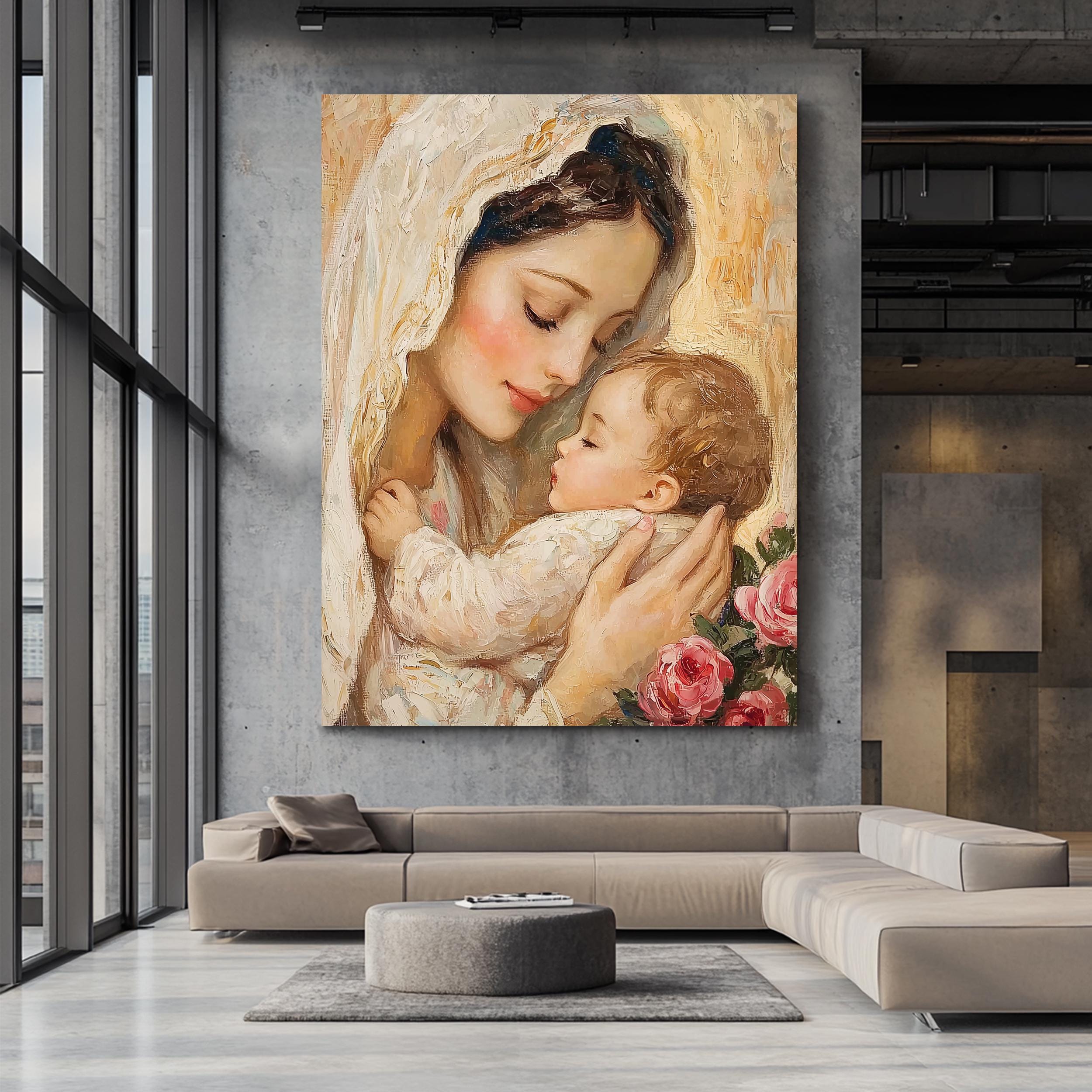 Madonna and Child Canvas Art | Virgin Mary Wall Decor | Religious Oil ...