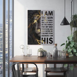 I Am His - Christian Lion of Judah Wall Art, Inspirational Faith-Based Canvas