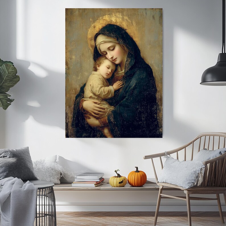 Virgin Mary and Baby Jesus Canvas Art | Madonna and Child Religious ...